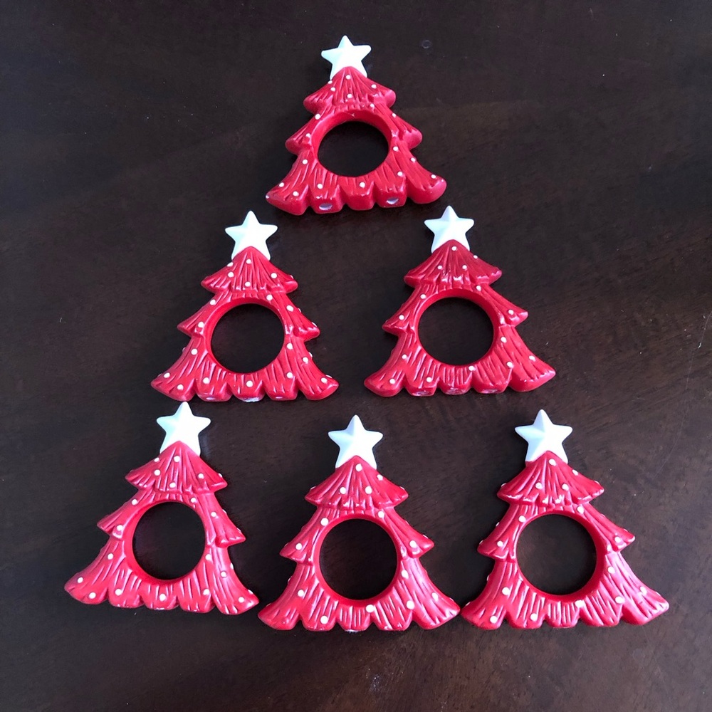 Six Christmas Tree Napkin Rings - Picture 4 of 8